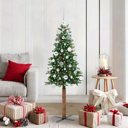Árbol de Navidad Delgado con 150 LED con soporte Verde 150 cm en Decoración Festiva y Estacional | Comprar online en Foru.es