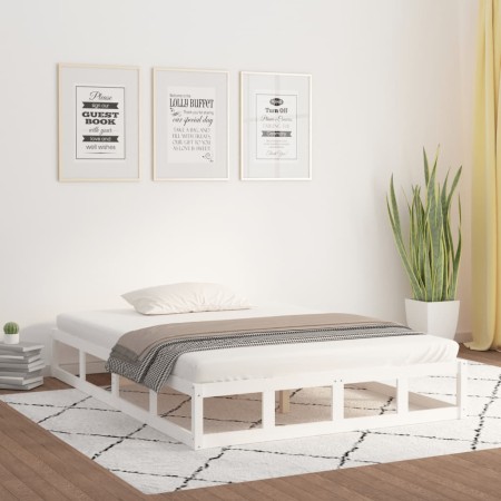 Estructura de cama de madera maciza blanca 200x200 cm de vidaXL, Camas y somieres - Ref: Foro24-820817, Precio: 158,36 €, Des...