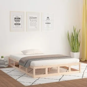 Small solid wood double bed frame 120x190 cm by vidaXL, Beds and slatted bases - Ref: Foro24-820831, Price: 108,43 €, Discoun...