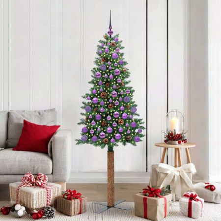 Árbol de Navidad Delgado con 300 LED con soporte Verde 180 cm en Decoración Festiva y Estacional | Comprar online en Foru.es