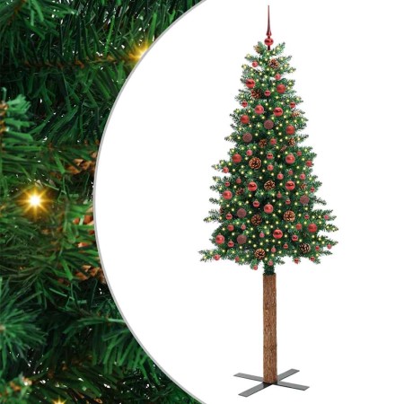 Árbol de Navidad Delgado con 300 LED con soporte Verde 210 cm en Decoración Festiva y Estacional | Comprar online en Foru.es
