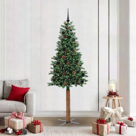Árbol de Navidad Delgado con 300 LED con soporte Verde 210 cm en Decoración Festiva y Estacional | Comprar online en Foru.es