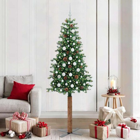 Árbol de Navidad Delgado con 300 LED con soporte Verde 210 cm en Decoración Festiva y Estacional | Comprar online en Foru.es