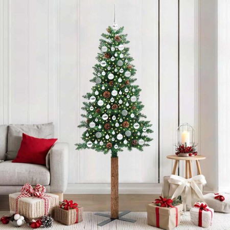 Árbol de Navidad Delgado con 300 LED con soporte Verde 210 cm en Decoración Festiva y Estacional | Comprar online en Foru.es