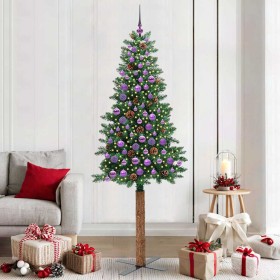 Árbol de Navidad Delgado con 300 LED con soporte Verde 210 cm en Decoración Festiva y Estacional | Comprar online en Foru.es