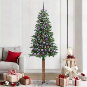 Árbol de Navidad Delgado con 300 LED con soporte Verde 210 cm en Decoración Festiva y Estacional | Comprar online en Foru.es