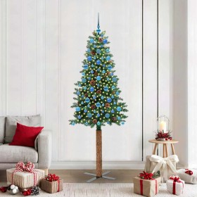 Árbol de Navidad Delgado con 300 LED con soporte Verde 210 cm en Decoración Festiva y Estacional | Comprar online en Foru.es