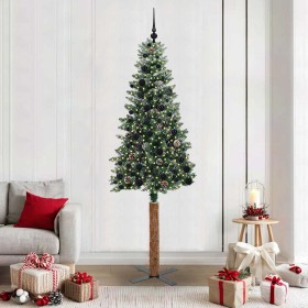 Árbol de Navidad Delgado con 300 LED con soporte Verde 210 cm en Decoración Festiva y Estacional | Comprar online en Foru.es