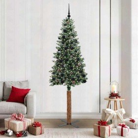 Árbol de Navidad Delgado con 300 LED con soporte Verde 210 cm en Decoración Festiva y Estacional | Comprar online en Foru.es