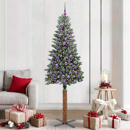 Árbol de Navidad Delgado con 300 LED con soporte Verde 210 cm en Decoración Festiva y Estacional | Comprar online en Foru.es