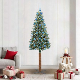 Árbol de Navidad Delgado con 300 LED con soporte Verde 210 cm en Decoración Festiva y Estacional | Comprar online en Foru.es