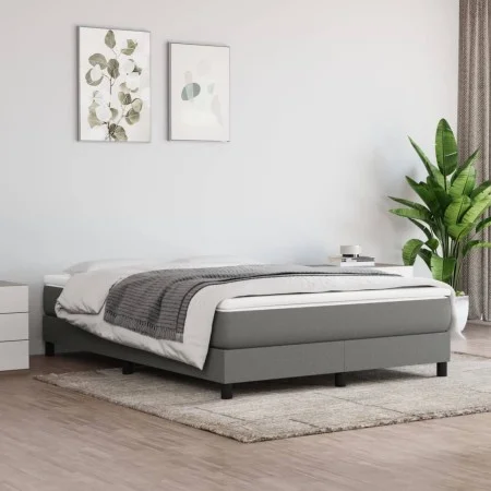 Estructura de cama de tela gris oscuro 140x200 cm de vidaXL, Camas y somieres - Ref: Foro24-3120517, Precio: 104,99 €, Descue...