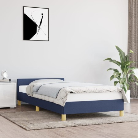 Estructura de cama con cabecero de tela azul 80x200 cm de vidaXL, Camas y somieres - Ref: Foro24-347373, Precio: 103,98 €, De...