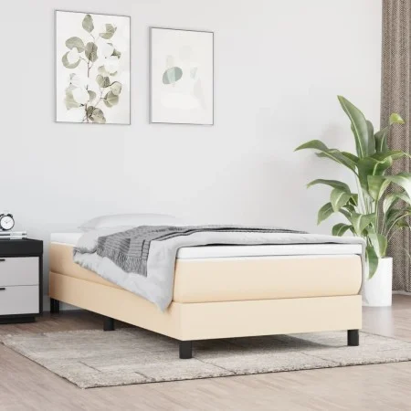 Estructura de cama de tela color crema 90x200 cm de vidaXL, Camas y somieres - Ref: Foro24-3120489, Precio: 75,08 €, Descuent...