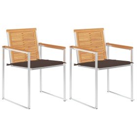 Sillas de jardín con cojines 2 uds madera maciza teca y acero en Sillas de jardín | Comprar online en Foru.es