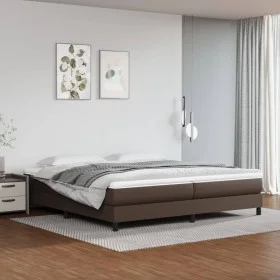Brown synthetic leather bed frame 200x200 cm by vidaXL, Beds and slatted bases - Ref: Foro24-3120721, Price: 103,39 €, Discou...