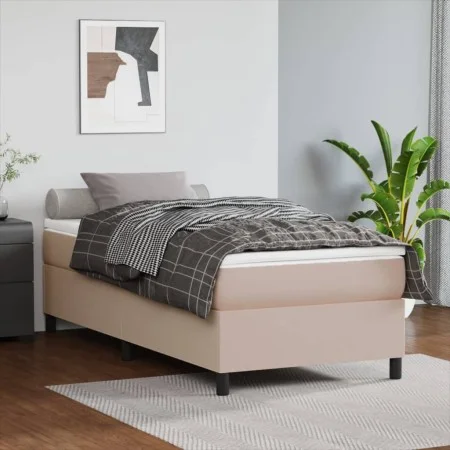 Estructura cama box spring cuero sintético capuchino 90x200 cm de vidaXL, Camas y somieres - Ref: Foro24-3121028, Precio: 73,...