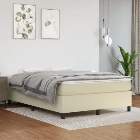 Estructura de cama de cuero sintético color crema 140x200 cm de vidaXL, Camas y somieres - Ref: Foro24-3121049, Precio: 111,0...