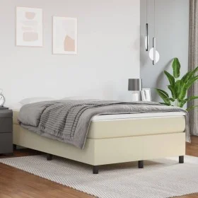 Estructura de cama box spring cuero sintético crema 120x200 cm de vidaXL, Camas y somieres - Ref: Foro24-3121037, Precio: 134...