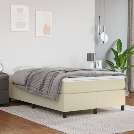 Estructura de cama box spring cuero sintético crema 120x200 cm de vidaXL, Camas y somieres - Ref: Foro24-3121037, Precio: 101...