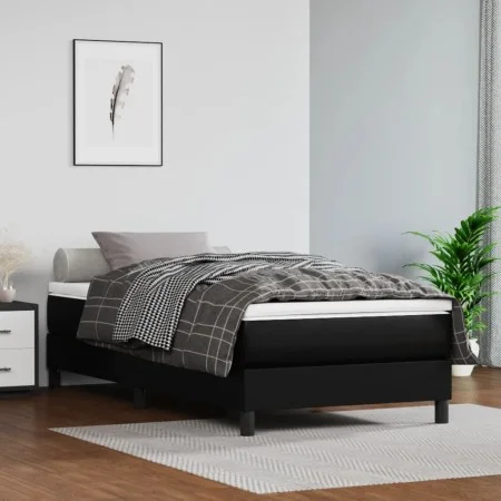 Estructura de cama de cuero sintético negro 100x200 cm de vidaXL, Camas y somieres - Ref: Foro24-3120682, Precio: 75,83 €, De...