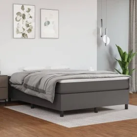 Gray synthetic leather bed frame 140x200 cm by vidaXL, Beds and slatted bases - Ref: Foro24-3121051, Price: 111,26 €, Discoun...