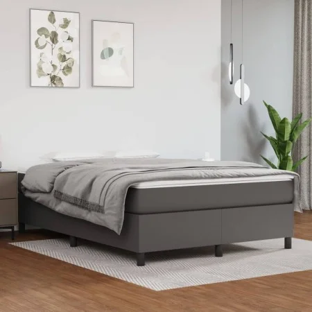 Estructura de cama de cuero sintético gris 140x200 cm de vidaXL, Camas y somieres - Ref: Foro24-3121051, Precio: 111,26 €, De...