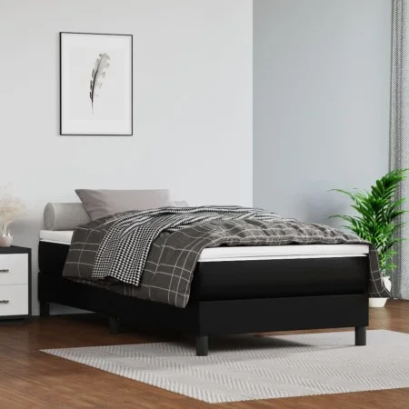 Black synthetic leather bed frame 90x200 cm by vidaXL, Beds and slatted bases - Ref: Foro24-3120676, Price: 68,51 €, Discount: %