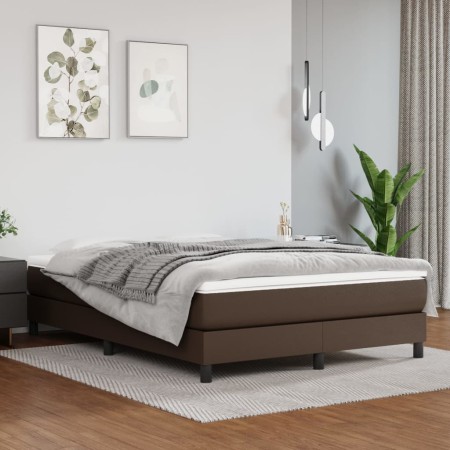 Estructura de cama de cuero sintético marrón 140x200 cm de vidaXL, Camas y somieres - Ref: Foro24-3120703, Precio: 100,85 €, ...