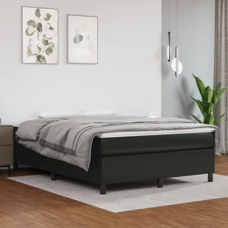 Estructura de cama de cuero sintético negro 140x200 cm de vidaXL, Camas y somieres - Ref: Foro24-3121047, Precio: 106,75 €, D...