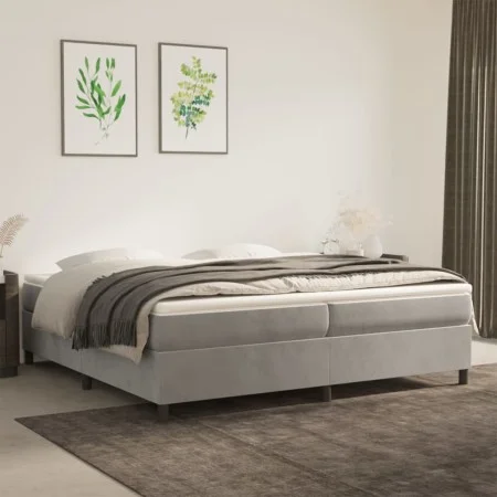 Estructura de cama de terciopelo gris claro 180x200 cm de vidaXL, Camas y somieres - Ref: Foro24-3121138, Precio: 135,97 €, D...