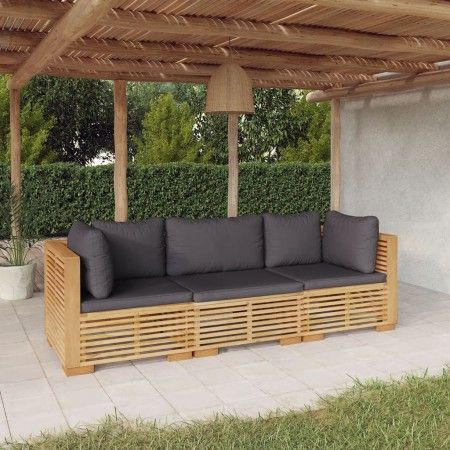 Juego muebles de jardín 3 piezas y cojines madera maciza teca de vidaXL, Conjuntos de jardín - Ref: Foro24-3100866, Precio: 6...