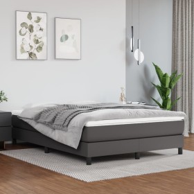Estructura de cama de cuero sintético gris 140x200 cm de vidaXL, Camas y somieres - Ref: Foro24-3120704, Precio: 92,88 €, Des...
