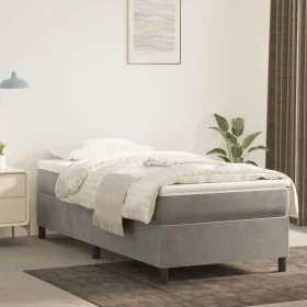 Light gray velvet bed frame 90x200 cm by vidaXL, Beds and slatted bases - Ref: Foro24-3121096, Price: 80,34 €, Discount: %