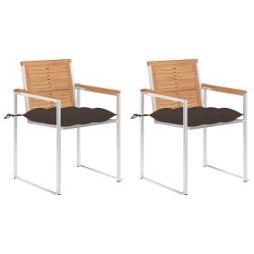 Sillas de jardín con cojines 2 uds madera maciza teca y acero en Sillas de jardín | Comprar online en Foru.es