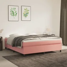 Estructura de cama de terciopelo rosa 160x200 cm de vidaXL, Camas y somieres - Ref: Foro24-3121131, Precio: 125,17 €, Descuen...