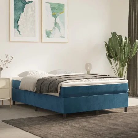 Estructura de cama de terciopelo azul 140x200 cm de vidaXL, Camas y somieres - Ref: Foro24-3121124, Precio: 119,98 €, Descuen...