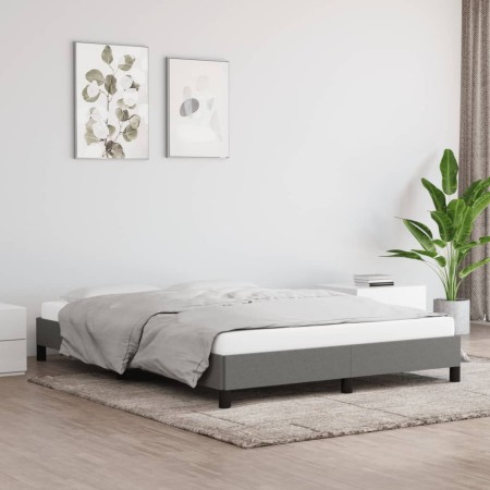 Estructura de cama de tela gris oscuro 140x200 cm de vidaXL, Camas y somieres - Ref: Foro24-346721, Precio: 110,26 €, Descuen...