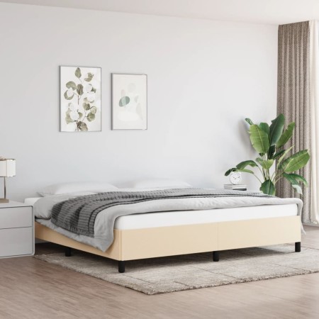 Estructura de cama de tela color crema 200x200 cm de vidaXL, Camas y somieres - Ref: Foro24-347095, Precio: 128,15 €, Descuen...