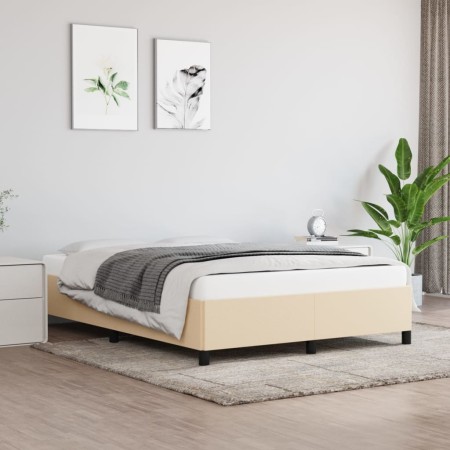 Estructura de cama de tela color crema 140x190 cm de vidaXL, Camas y somieres - Ref: Foro24-347063, Precio: 121,77 €, Descuen...
