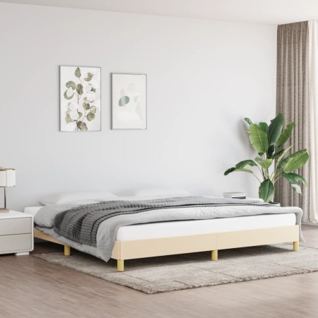 Estructura de cama de tela color crema 200x200 cm de vidaXL, Camas y somieres - Ref: Foro24-346847, Precio: 118,56 €, Descuen...