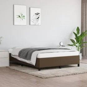 Estructura de cama de tela marrón 140x200 cm de vidaXL, Camas y somieres - Ref: Foro24-347069, Precio: 120,07 €, Descuento: %