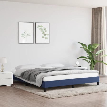 Estructura de cama de tela azul 160x200 cm de vidaXL, Camas y somieres - Ref: Foro24-346734, Precio: 104,29 €, Descuento: %