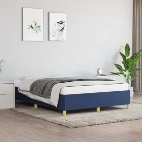 Estructura de cama de tela azul 140x190 cm de vidaXL, Camas y somieres - Ref: Foro24-347163, Precio: 111,63 €, Descuento: %