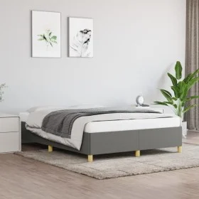 Estructura de cama de tela gris oscuro 140x200 cm de vidaXL, Camas y somieres - Ref: Foro24-347166, Precio: 114,22 €, Descuen...