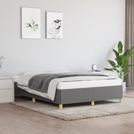 Estructura de cama de tela gris oscuro 140x200 cm de vidaXL, Camas y somieres - Ref: Foro24-347166, Precio: 116,98 €, Descuen...