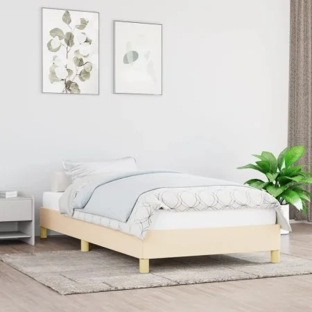 Cream fabric bed frame 90x200 cm by vidaXL, Beds and slatted bases - Ref: Foro24-346791, Price: 67,75 €, Discount: %