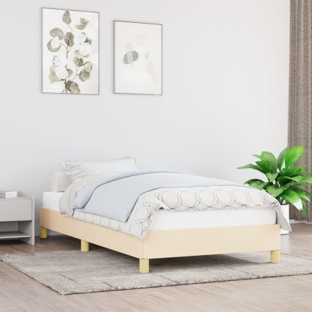 Estructura de cama de tela color crema 100x200 cm de vidaXL, Camas y somieres - Ref: Foro24-346799, Precio: 79,28 €, Descuent...