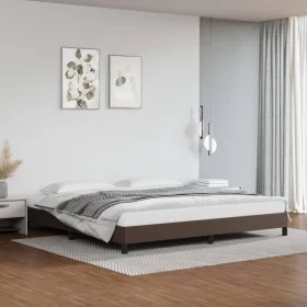 Estructura de cama de cuero sintético marrón 200x200 cm de vidaXL, Camas y somieres - Ref: Foro24-346925, Precio: 103,39 €, D...