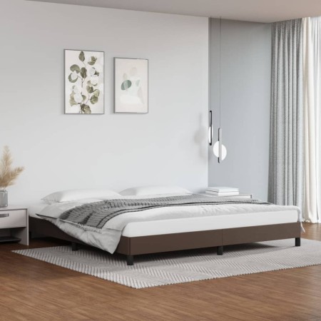 Estructura de cama de cuero sintético marrón 200x200 cm de vidaXL, Camas y somieres - Ref: Foro24-346925, Precio: 104,74 €, D...